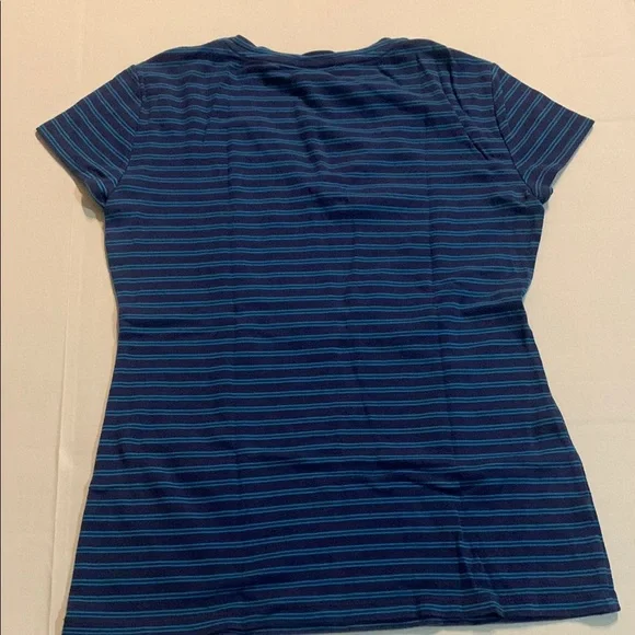 Blue Ann Taylor Striped Women's V-Neck Top - Picture 3 of 3